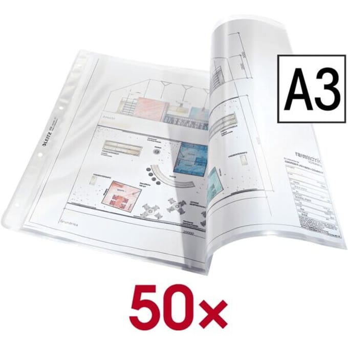 Leitz Premium Showtas A3 landscape - A3 - 0,13 mm - 4-gaats - 50 stuks - Transparant