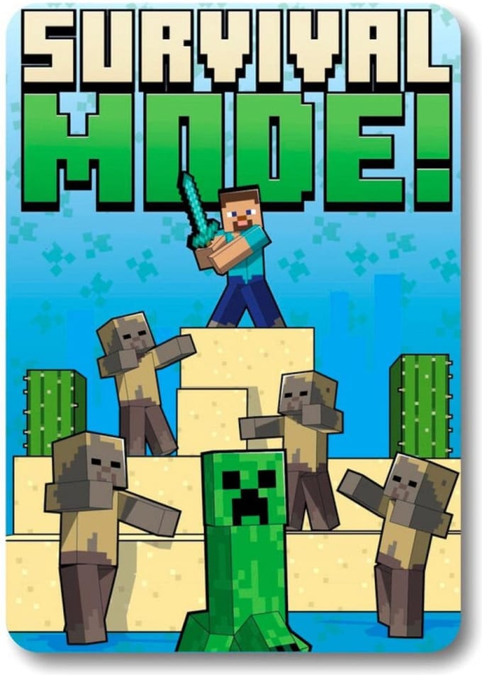 Minecraft Fleece deken 100 x 140 cm - Plaid - Meerkleurig - Kinderen