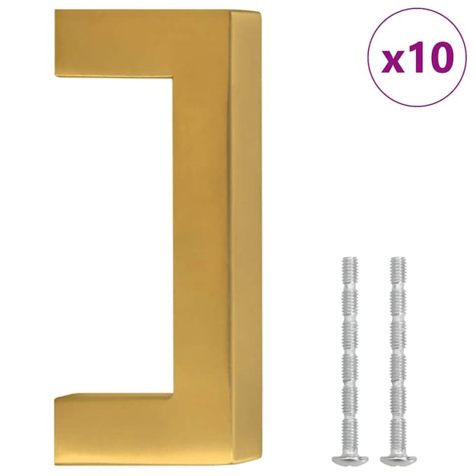 vidaXL - Handvatten - 10 - st - 64 - mm - roestvrij - staal - goudkleurig