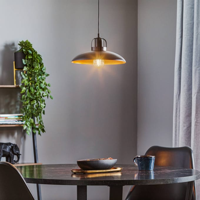 Eko-Light Hanglamp Felix, zwart/antiek goud, 1-lamp