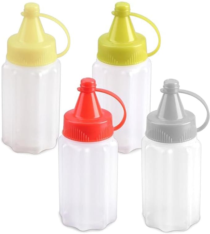 Set van 4 Mini Condiment Flessen - Lekvrije Squeeze Containers voor Koken en Reizen