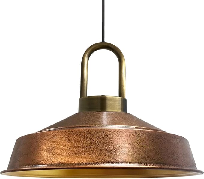 Bamyum Asletl-Lock Hanglamp Industrieel van Metaal Ø40 cm, Vintage Hanglamp, E27, Koper Lamppendel