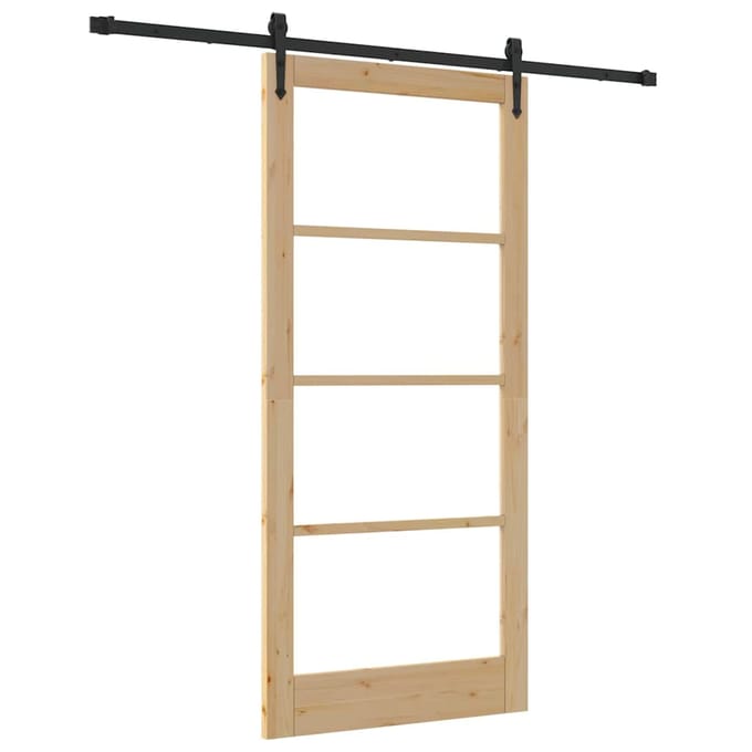 vidaXL - Schuifdeur - 93 - x - 202 - cm - Massief - grenenhout - en - glas