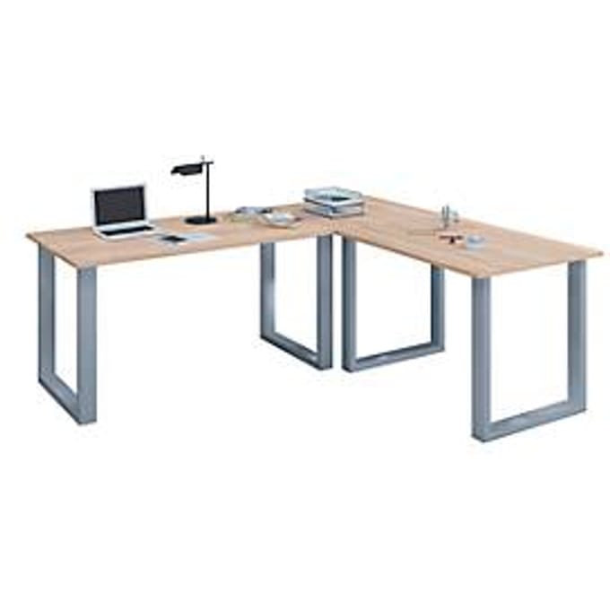 VCM VCM Holz Schreibtisch | Eckschreibtisch schlicht | 130x130 | L Form links oder rechts | Arbeitstisch Platte 50 cm tief | Computertisch Büromöbel - Lona U