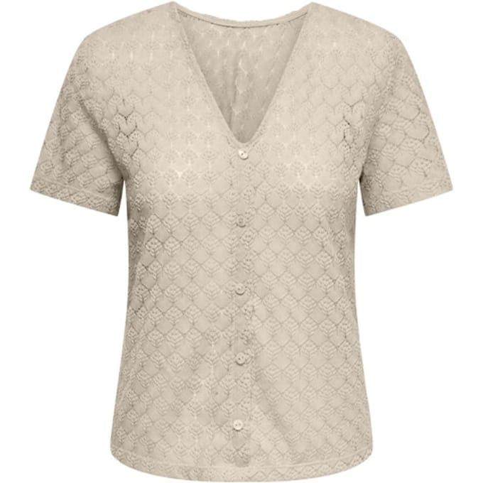 JDY - JDYAVERY LIFE S/S REVERSIBLE TOP JRS - Sandshell - Dames Top - Maat - L
