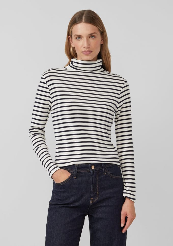 s.Oliver - female - Gestreepte lange mouw in slank model met col
