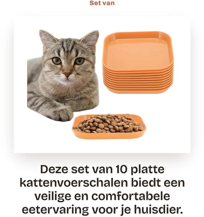 Platte Kattenvoerbak - Dailygoods- Kattenschaal 10 stuks