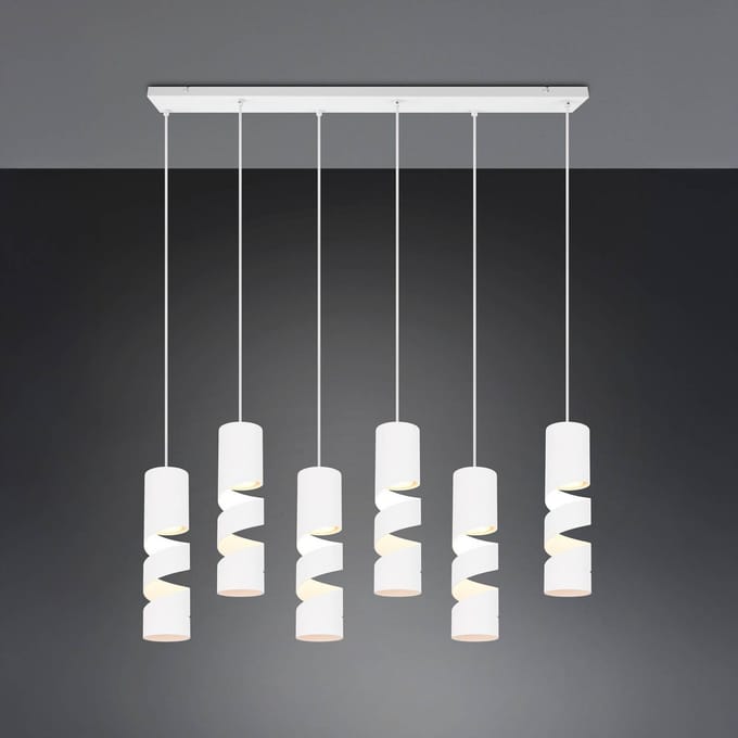 Trio Lighting Stream hanglamp, wit Lengte 100 cm 6-lamps metaal GU10