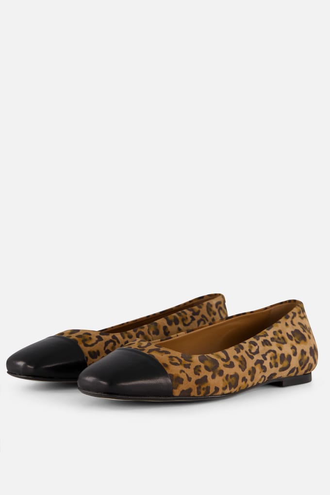 Linea Zeta Linea Zeta Leopard Ballerina's bruin Leer