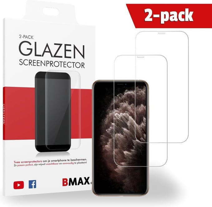 2-pack BMAX Screenprotector van gehard glas geschikt voor Apple iPhone 11 Pro Max | Beschermglas | Tempered Glass