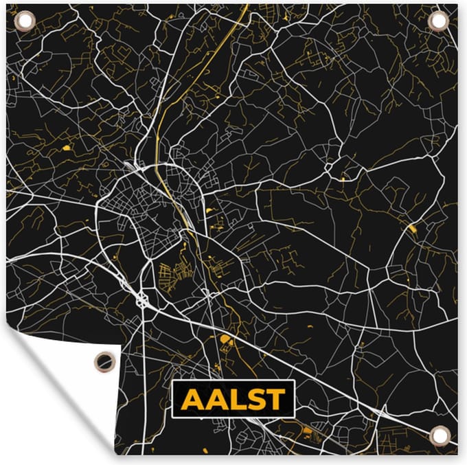 Tuindoek Aalst - Plattegrond - Kaart - Goud - Stadskaart - 100x100 cm