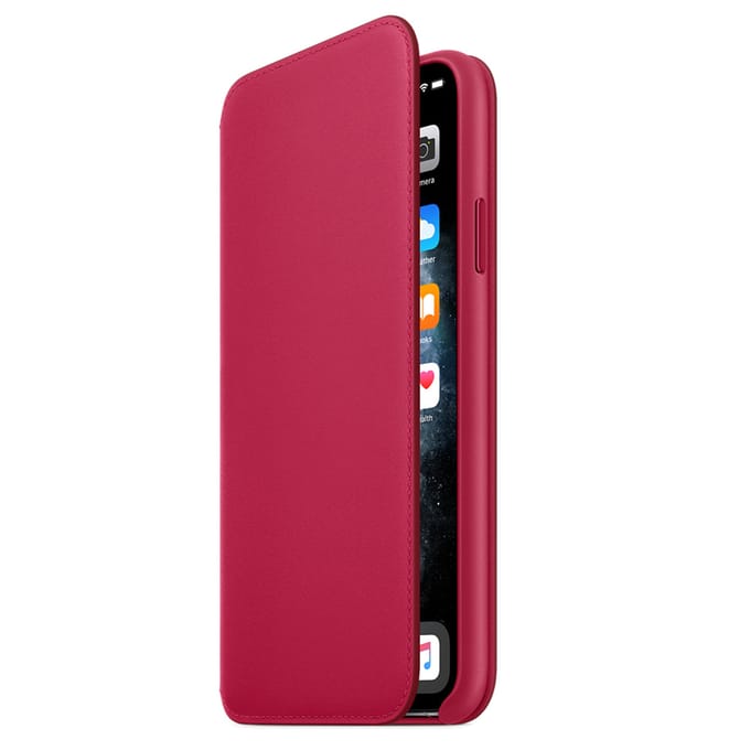 Leather Folio Bookcase voor de Apple iPhone 11 Pro Max - Red Raspberry