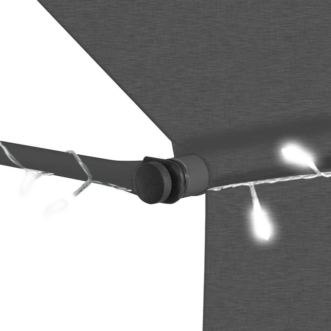 vidaXL - Luifel - handmatig - uitschuifbaar - met - LED - 200 - cm - antracietkleurig