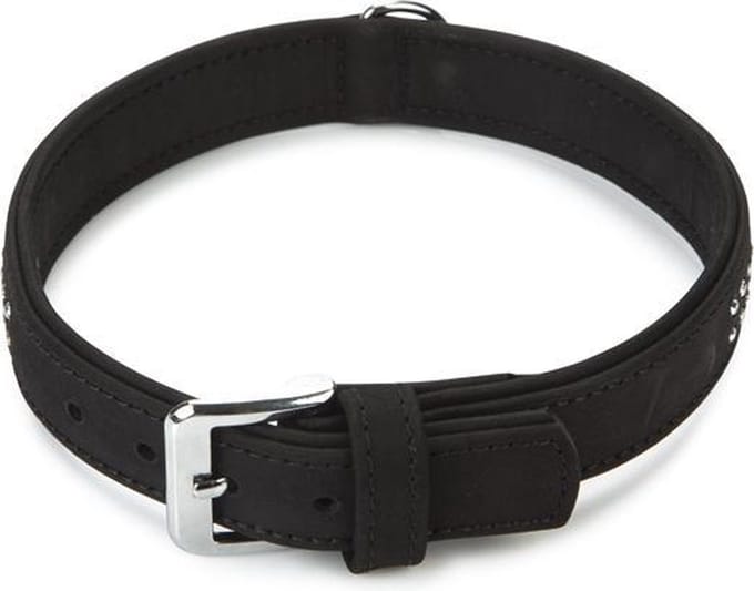 Beeztees Buffalo - Halsband Hond - Leer - Zwart - 43-55 cm