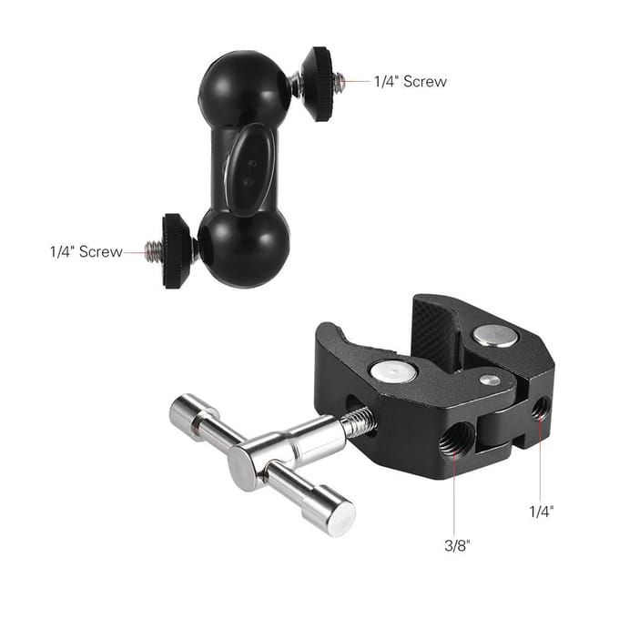 Draagbare balhoofdarmklem Krab Multifunctionele baladapter voor DSLR black