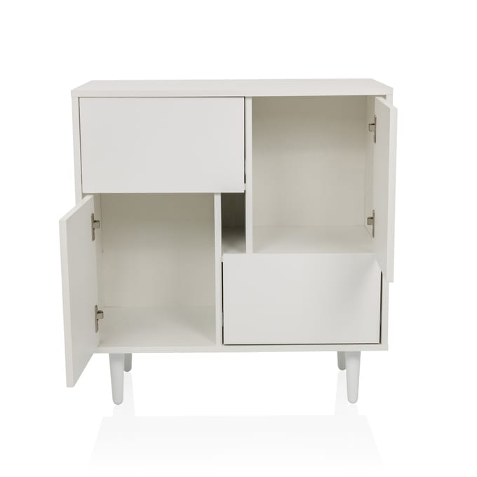 Dressoir/ladekast LYKKJA 76x39,5x76 cm 2 lades 2 deuren wit hjh LIVING