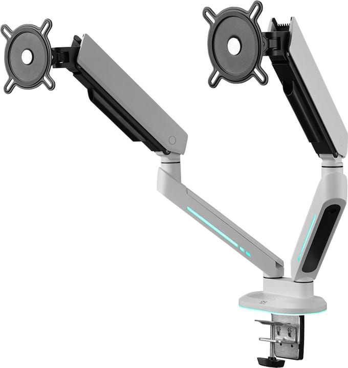 Monitorarm One For All - 2 Schermen - 21 tot 45 Inch - VESA 75x75 en 100x100mm max gewicht 14KG - Wit