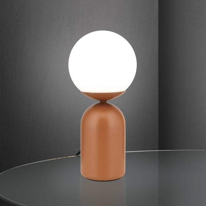 ORION Stanley tafellamp, koraalrood, hoogte 32 cm, keramiek/glas