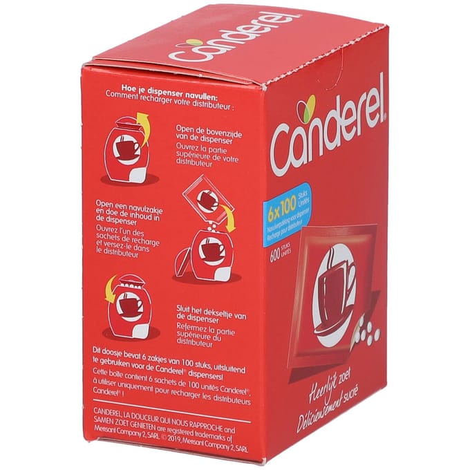 Canderel Navulpak Voor Dispenser Maxi Tabl 500+100