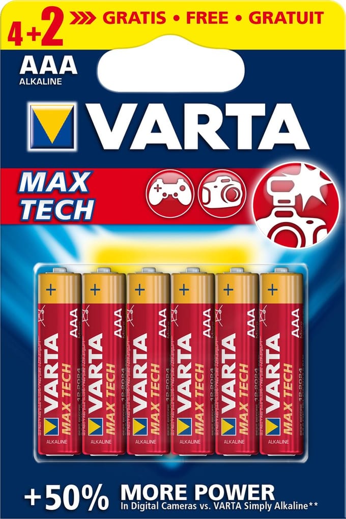 Varta AAA Max Tech, 4+2pcs Wegwerpbatterij Alkaline