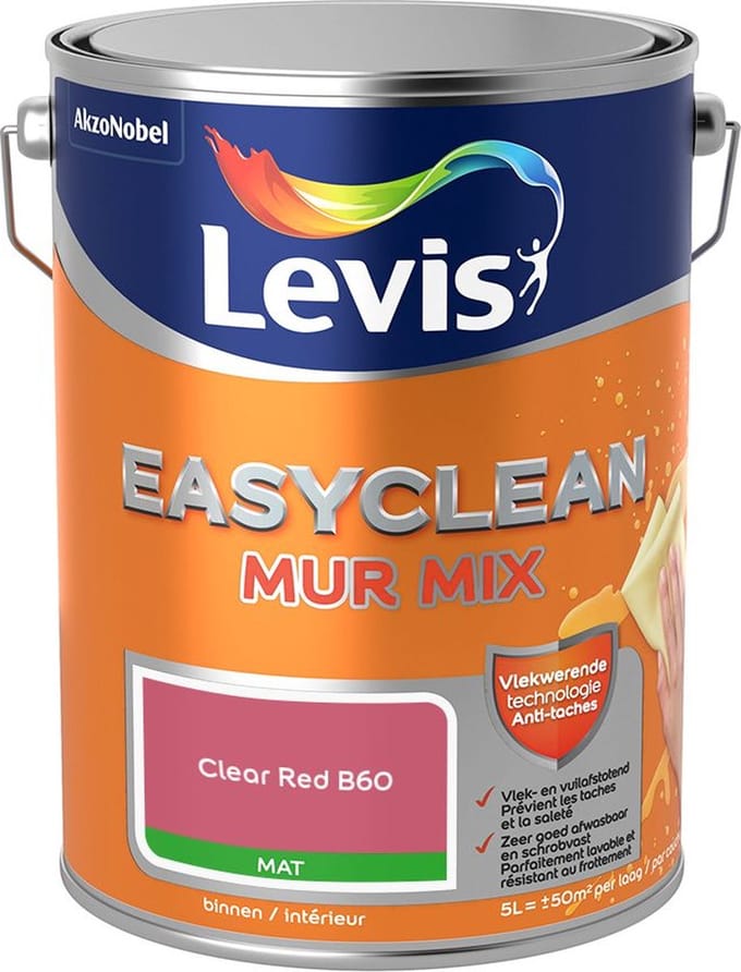Levis - Easyclean Mur Mat Mix - Clear Red B60 - Mengverf - 5 L