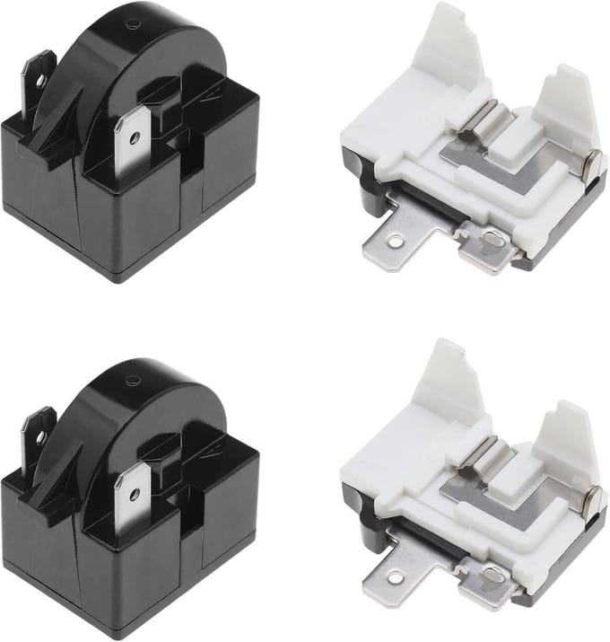 2x Startrelais en Overbelastingsbeveiliging 15 Ohm voor Koelkast en Vriezer Compressor (1/2HP)