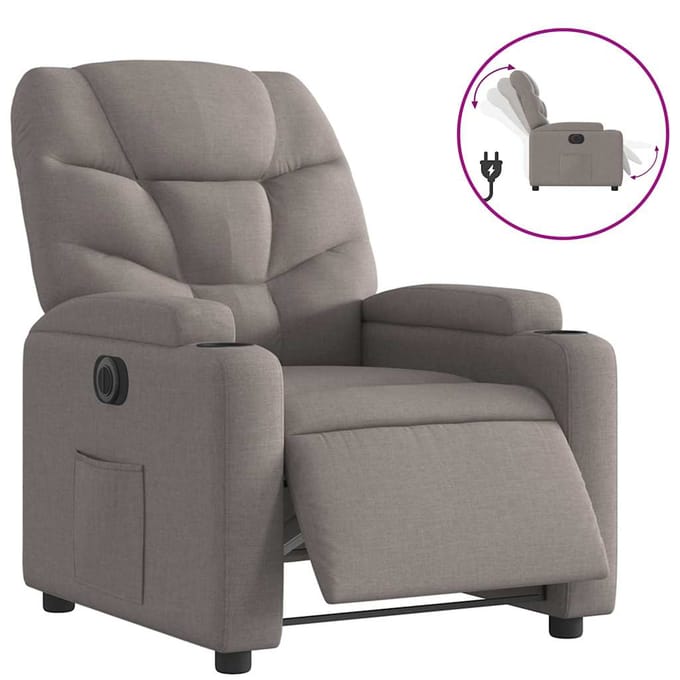 vidaXL - Fauteuil - verstelbaar - elektrisch - stof - taupe