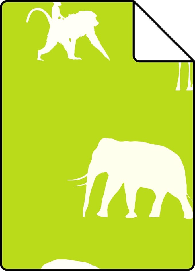 Proefstaal ESTAhome behang dieren limegroen - 26.5 x 21 cm - 137336-S