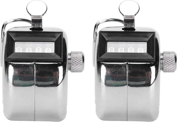 Set van 2 Mechanische Handtellers 4-Cijferig Inclusief Resetknop