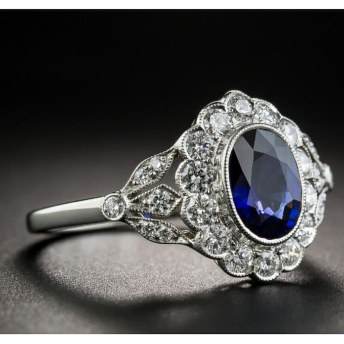 Zirkonia Ring Blauwe Denier Saffier Meisjesring Mode Accessoire No. 10 gray