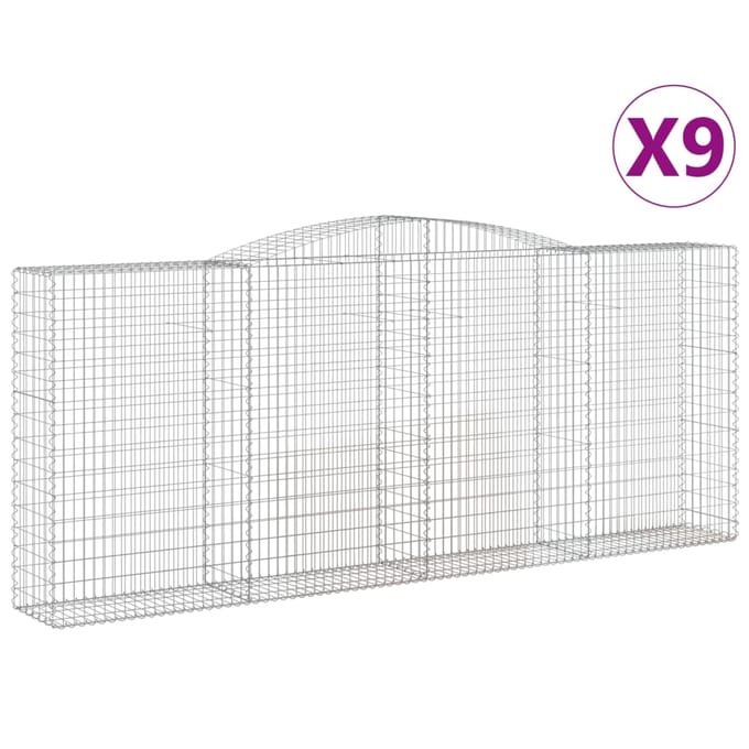 vidaXL - Schanskorven - 9 - st - gewelfd - 400x50x160/180 - cm - ijzer