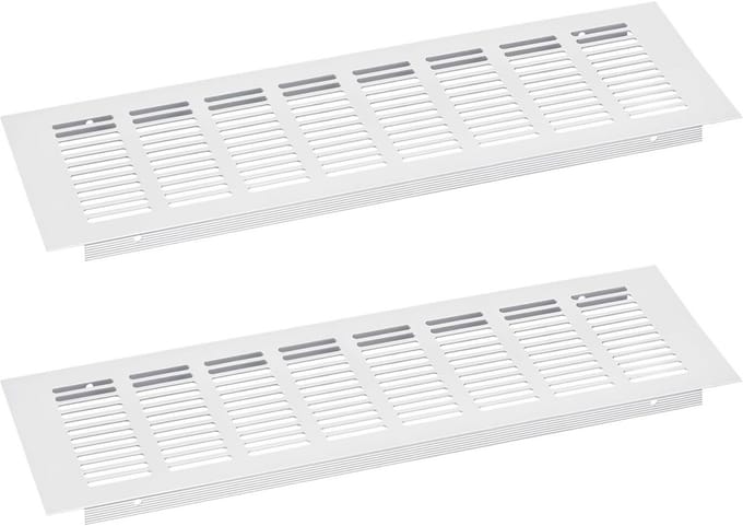 Ventilatierooster Aluminium Zilver Rechthoekig - 2 Stuks 350x100mm