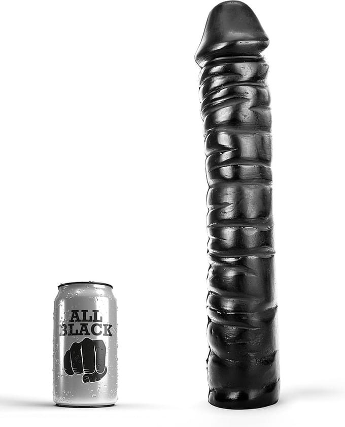 All Black - Extra Grote Zwarte Dildo - 38 cm - Zwart