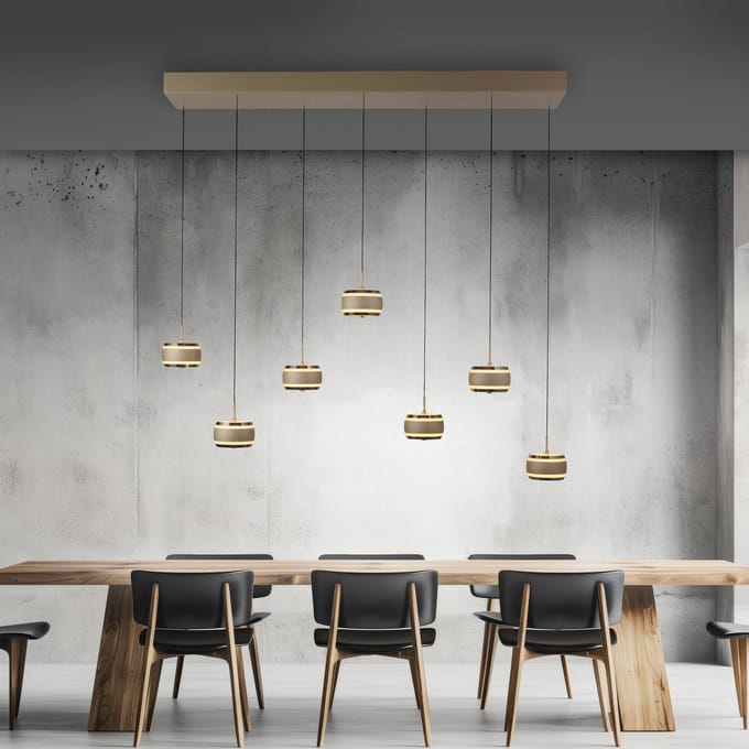 LED hanglamp PURE Falling Rings, brons, lengte 132 cm, 7-lamps