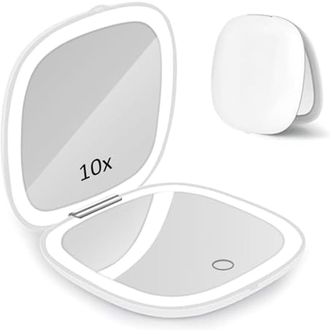 Compacte LED Make-up Spiegel met 1x/10x Vergroting en Touchscreen