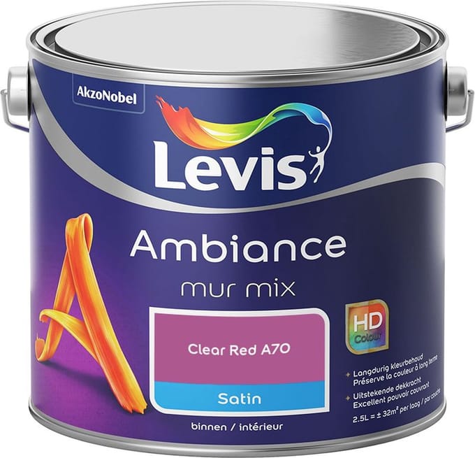 Levis - Ambiance Mur Satin Mix - Clear Red A70 - Mengverf - 2,5 L