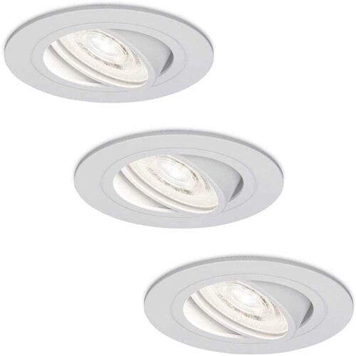 HOFTRONIC Set van 3 Pittsburg LED inbouwspots - Extra plat 58mm - GU10 LED Module - 6000K daglicht wit - Dimbaar - Rond - Kantelbaar - Voor binnen -
