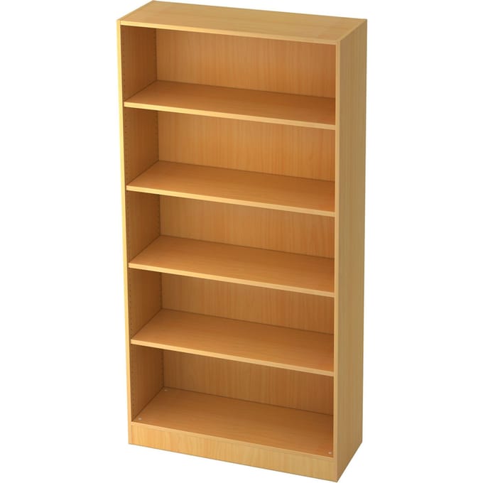Boekenkast, 5 OH, spaanplaat, B 1000 x D 400 x H 2004 mm, beukendecor