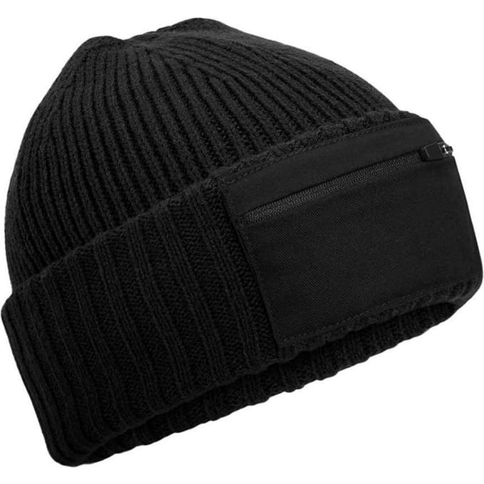 Beechfield Zip Patch muts (Zwart)
