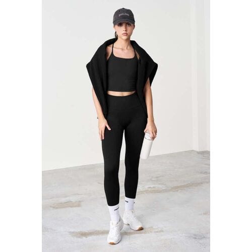 FAMME Ribbed Seamless Leggings Black S