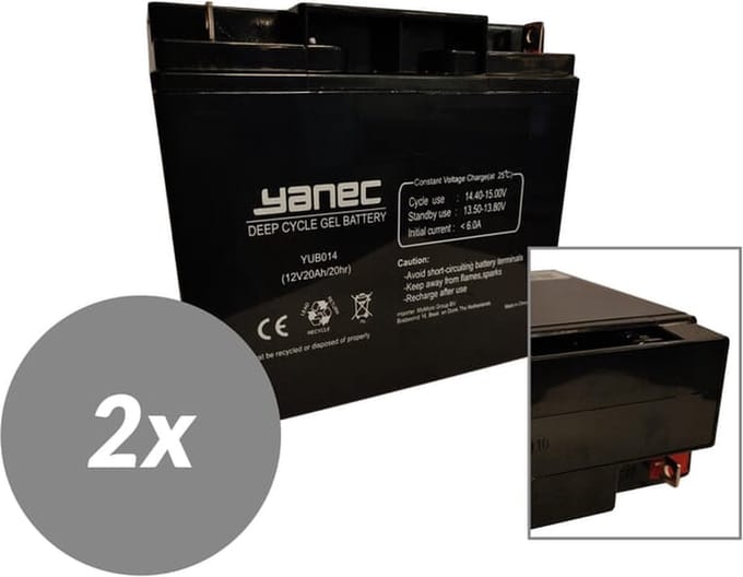 Yanec Gel Accu 12V 20Ah Vervangingsset (Excl. Kabels)