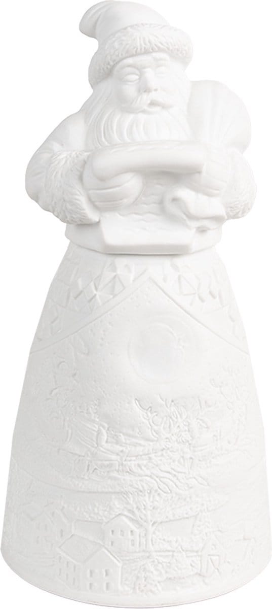 Clayre & Eef Kerstdecoratie met LED-verlichting Kerstman Ø 9x19 cm Wit Porselein