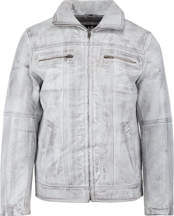 Urban 5884® - Calvin - Heren - Lams Leren Jack - Casual Jas - Grijs - Maat XL
