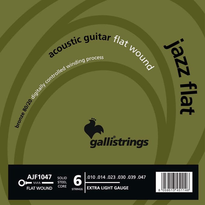 Galli AJF1047 Flat Bronze 80/20 Flatwound Akoestische Gitaarsnaren (10-47) Extra Light