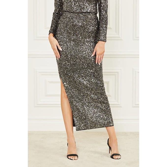 GUESS Marciano By  Sparkle The Dark Jet Black Mini Skirt Mult Taglia: M | Minigonne Outlet | Donna | Nero