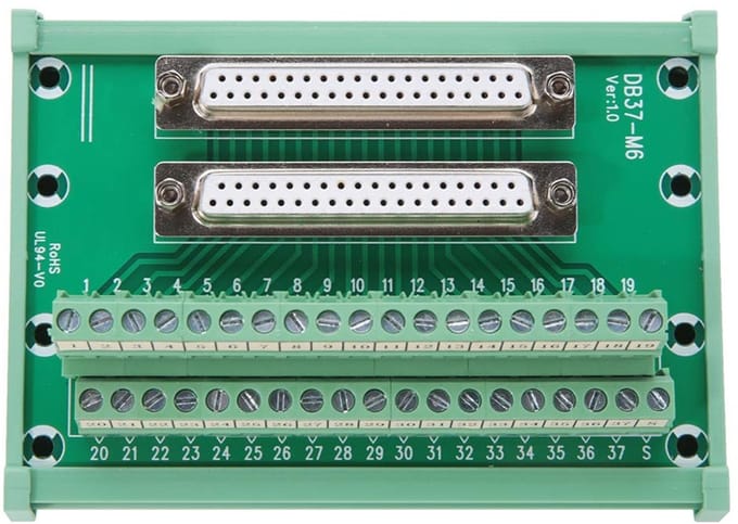 Dailygoody - DB37-M6 Terminal Block - Bevestiging op Rail - Compact en Functioneel - Professioneel - Terminal Block Connector - Geschikt voor Elektro...