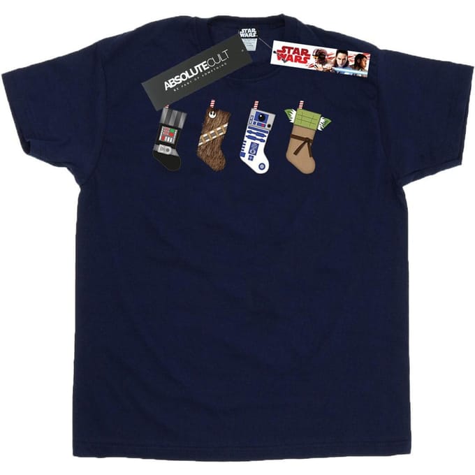 Star Wars Heren Kerstmis Kousen T-Shirt (Marineblauw)
