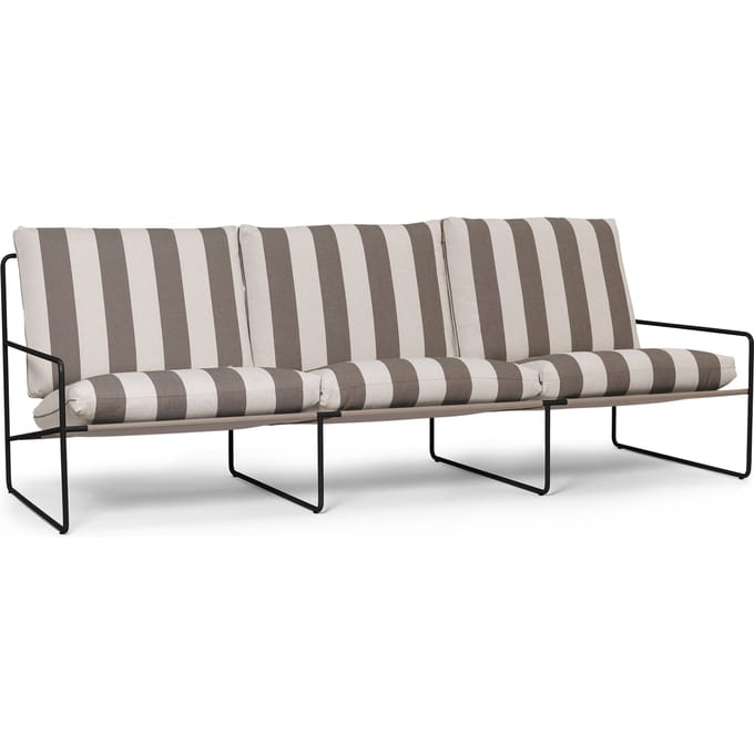 Ferm Living Desert Stripe 3-Zitsbank - Black/Chocolate