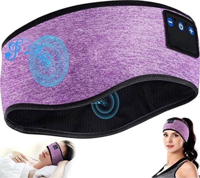 Slaapmasker Bluetooth - Slaap Koptelefoon - Hoofdband Bluetooth - Slaapband - Paars