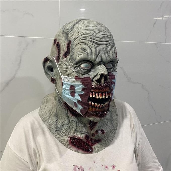 Zombie doomsday masker eng latex hoofddeksel feest grappig spookgezicht latex masker One Size grijs